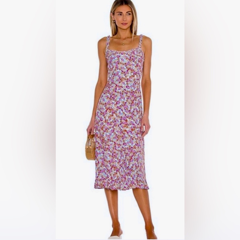 NWT Faithful the Brand Sleeveless Noemie Midi Dress in Turnesol Floral Print ZB9